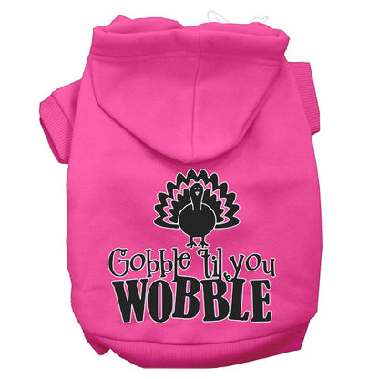 Thanksgiving Pet, Dog and Cat Hoodie Screen Printed, "Gobble 'Til You Wobble"