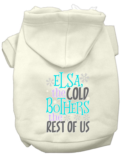 Pet, Dog & Cat Hoodie Screen Printed, "Elsa, The Cold Bothers Us"