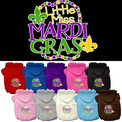 Pet Dog & Cat Hoodie Screen Printed, "Little Miss Mardi Gras"