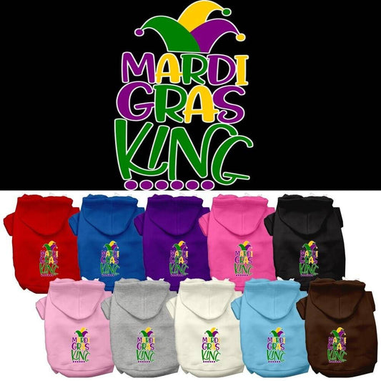 Pet Dog & Cat Hoodie Screen Printed, "Mardi Gras King"