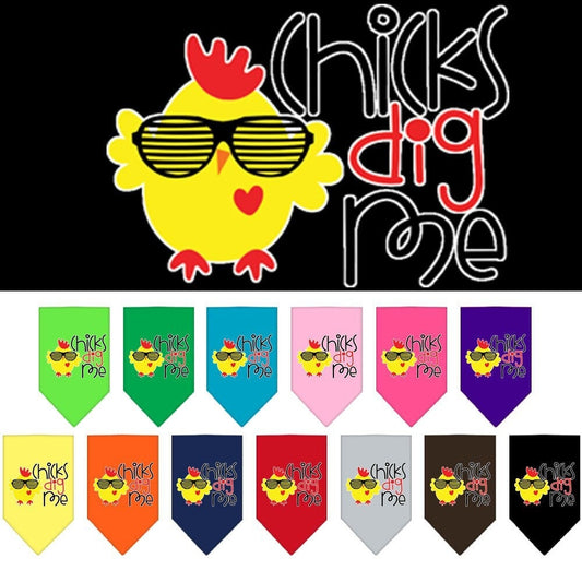 Pet and Dog Bandana Screen Printed, "Chicks Dig Me"