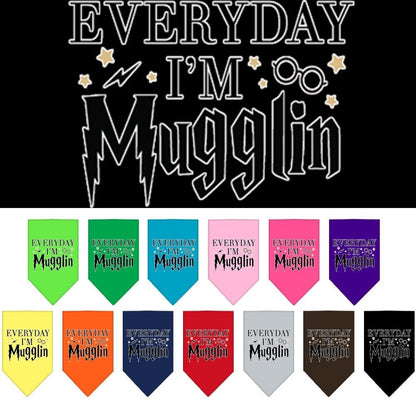 Pet and Dog Bandana Screen Printed, "Everyday I'm Mugglin"