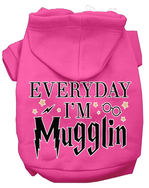 Pet Dog & Cat Hoodie Screen Printed, "Everyday I'm Mugglin"