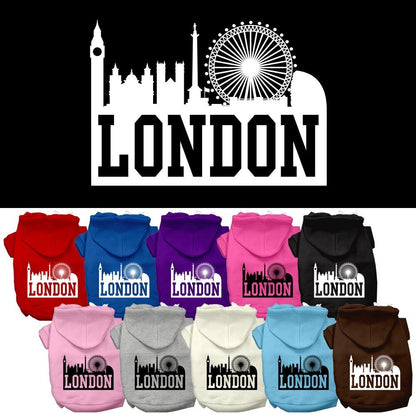 Pet Dog & Cat Hoodie Screen Printed, "London Skyline"