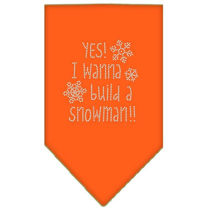 Christmas Pet and Dog Bandana Rhinestone, "Yes! I Want To Build A Snowman"