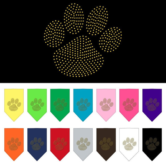 Pet and Dog Bandana Rhinestone, "Paw Gold"