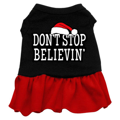 Christmas Pet Dog & Cat Dress Screen Printed, "Don't Stop Believin"