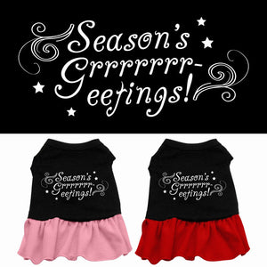 Christmas Pet Dog & Cat Dress Screen Printed, "Season's Greetings"