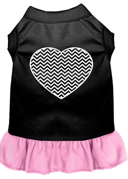 Pet Dog & Cat Dress Screen Printed, "Chevron Heart"