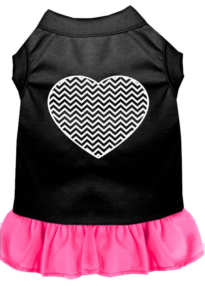 Pet Dog & Cat Dress Screen Printed, "Chevron Heart"