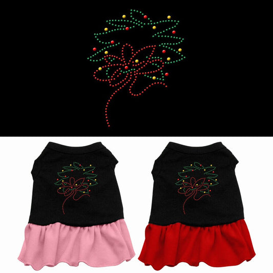 Christmas Pet Dog & Cat Dress Rhinestone, "Wreath"