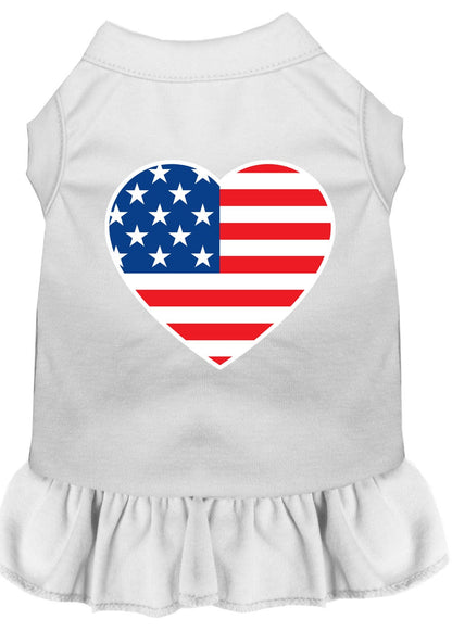 Pet Dog & Cat Dress Screen Printed, "American Flag Heart"