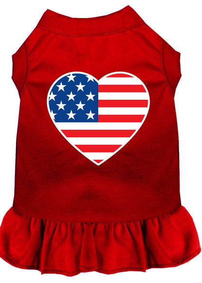 Pet Dog & Cat Dress Screen Printed, "American Flag Heart"