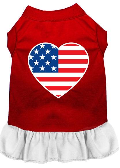 Pet Dog & Cat Dress Screen Printed, "American Flag Heart"