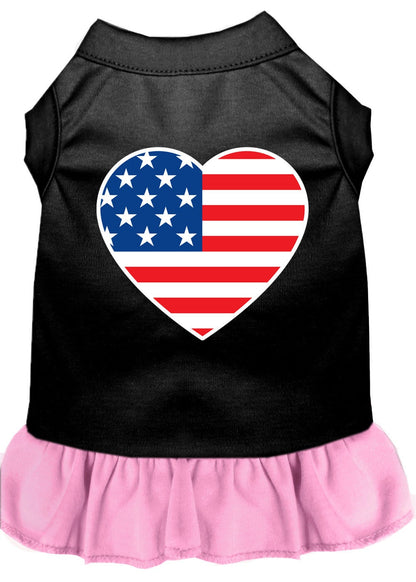 Pet Dog & Cat Dress Screen Printed, "American Flag Heart"