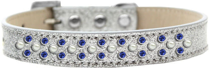 Dog, Puppy & Pet Ice Cream Collar, "Pearl and Blue Crystal Rimsets Sprinkles"