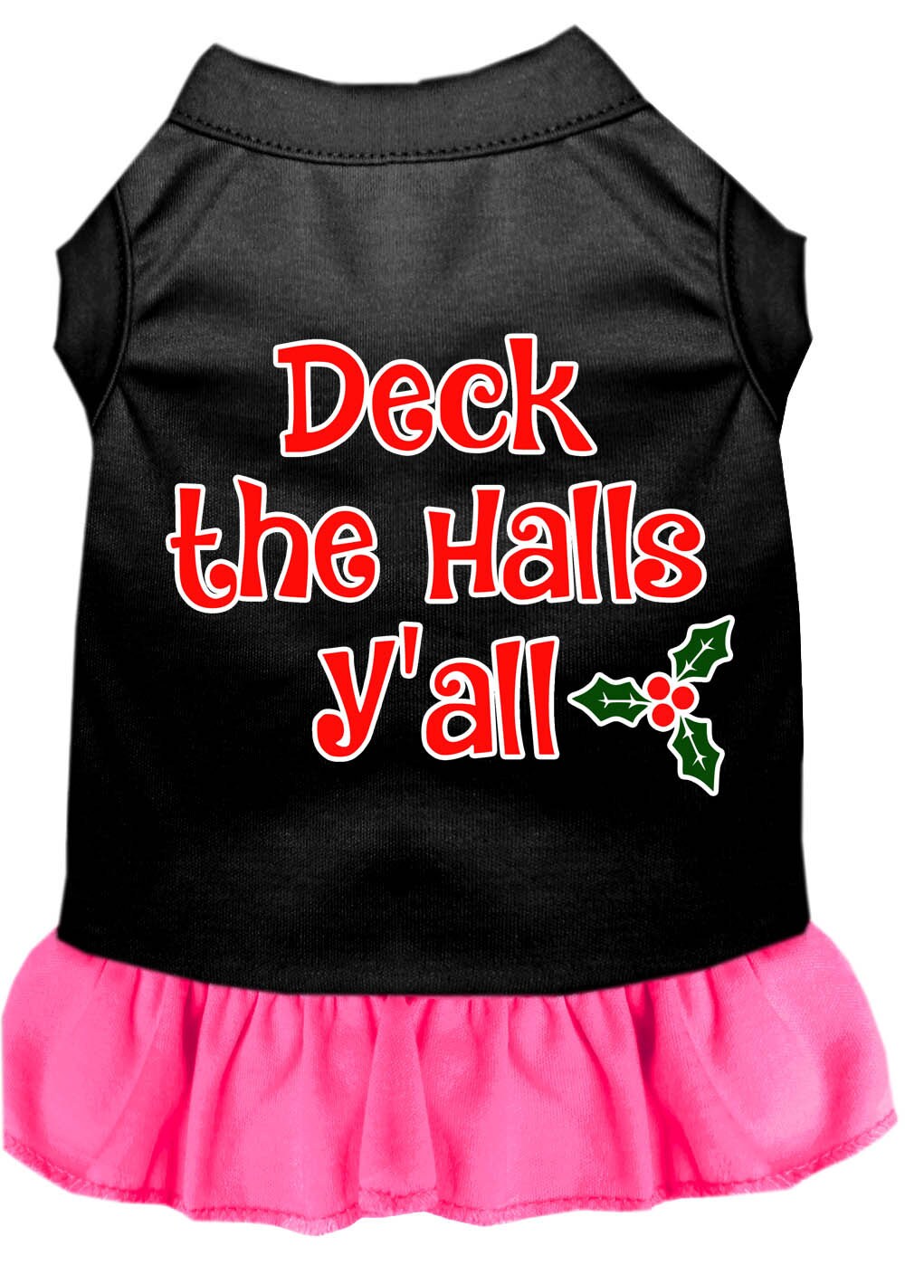 Christmas Dog Dress, Pet Dog & Cat Dress Screen Printed, "Deck The Halls Y'all"