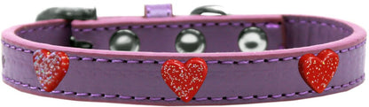 Dog, Puppy & Pet Widget Fashion  Collar, "Red Glitter Heart"