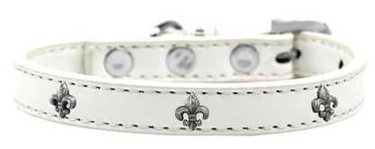 Dog, Puppy & Pet Widget Fashion Collar, "Silver Fleur De Lis"