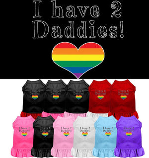 Pet Dog & Cat Dress Screen Printed, "I Have 2 Daddies"