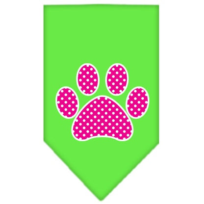 Pet and Dog Bandana Screen Printed, "Pink Swiss Dot Paw"