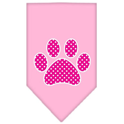 Pet and Dog Bandana Screen Printed, "Pink Swiss Dot Paw"