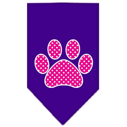 Pet and Dog Bandana Screen Printed, "Pink Swiss Dot Paw"