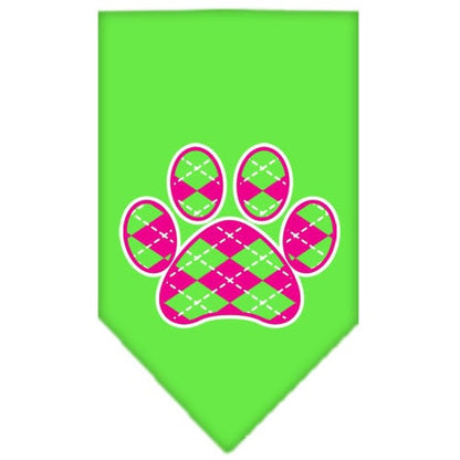 Pet and Dog Bandana Screen Printed, "Pink Argyle Paw"