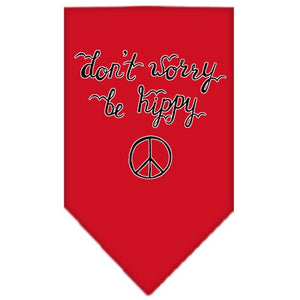 Pet and Dog Bandana Screen Printed, "Don't Worry, Be Hippy"