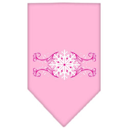 Christmas Pet and Dog Bandana Screen Printed, "Pink Snowflake Swirls"