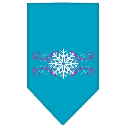 Christmas Pet and Dog Bandana Screen Printed, "Pink Snowflake Swirls"