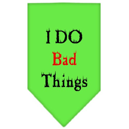 Pet and Dog Bandana Screen Printed, "I Do Bad Things"