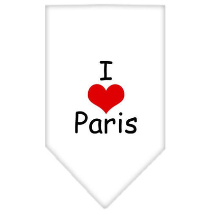 Pet and Dog Bandana Screen Printed, "I Love Paris"