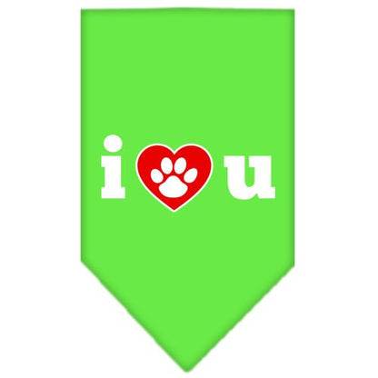 Pet and Dog Bandana Screen Printed, "I Love You"