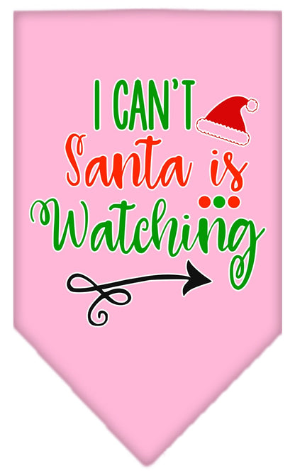 Christmas Pet and Dog Bandana Screen Printed, "I Can't, Santa Is Watching"