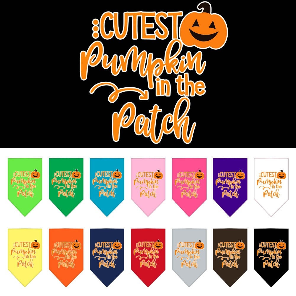 Halloween Pet and Dog Bandana Screen Printed, "Cutest Pumpkin In The Patch"