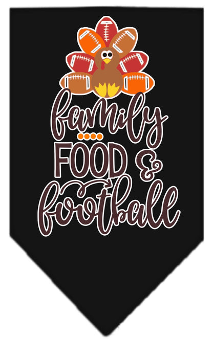 Pet and Dog Bandana Screen Printed, "Family, Food, & Football"