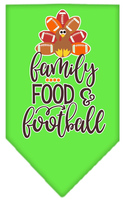 Pet and Dog Bandana Screen Printed, "Family, Food, & Football"