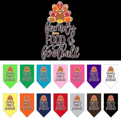 Pet and Dog Bandana Screen Printed, "Family, Food, & Football"