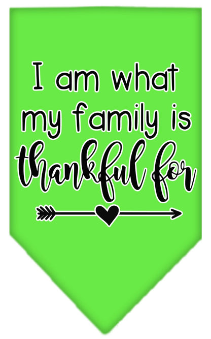 Pet and Dog Bandana Screen Printed, "I Am What My Family Is Thankful For"