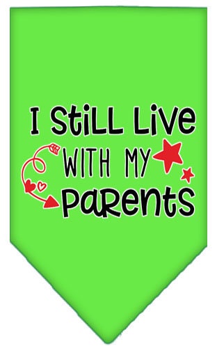 Pet and Dog Bandana Screen Printed, "I Still Live With My Parents"