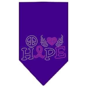 Pet and Dog Bandana Rhinestone, "Peace Love Hope Breast Cancer"