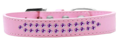 Dog, Puppy & Pet Fashion  Collar, "Two Row Purple Crystal Rimsets"