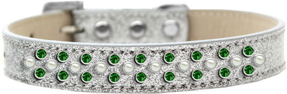 Dog, Puppy & Pet Ice Cream Collar, "Pearl and Emerald Green Crystal Rimsets Sprinkles"