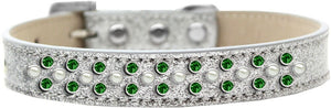 Dog, Puppy & Pet Ice Cream Collar, "Pearl and Emerald Green Crystal Rimsets Sprinkles"