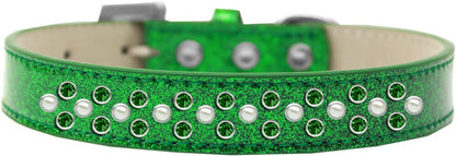 Dog, Puppy & Pet Ice Cream Collar, "Pearl and Emerald Green Crystal Rimsets Sprinkles"