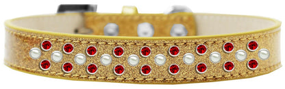 Dog, Puppy & Pet Ice Cream Collar, "Pearl and Red Crystal Rimsets Sprinkles"