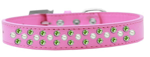 Dog, Puppy & Pet Fashion Collar, "Pearl and Lime Green Crystal Rimsets Sprinkles"