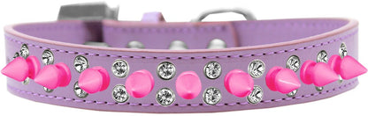Pet and Dog Spike Collar, "Double Crystal & Bright Pink Spikes"