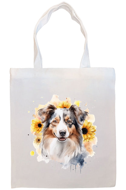 Canvas Tote Bag, Zippered With Handles & Inner Pocket, "Australian Shepherd"